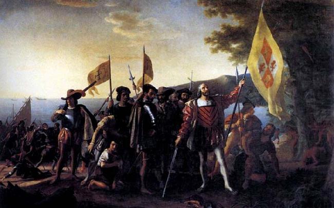 John Vanderlyn Columbus Landing at Guanahani, 1492 china oil painting image
